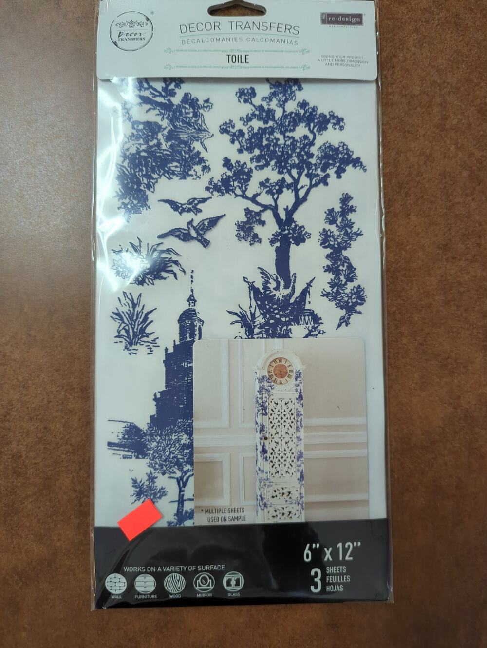Redesign with Prima Toile 6 X 12 French Blue Decor Rub On Transfer